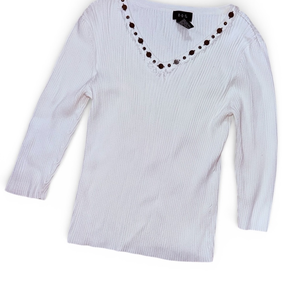 White V-Neck Women's Top